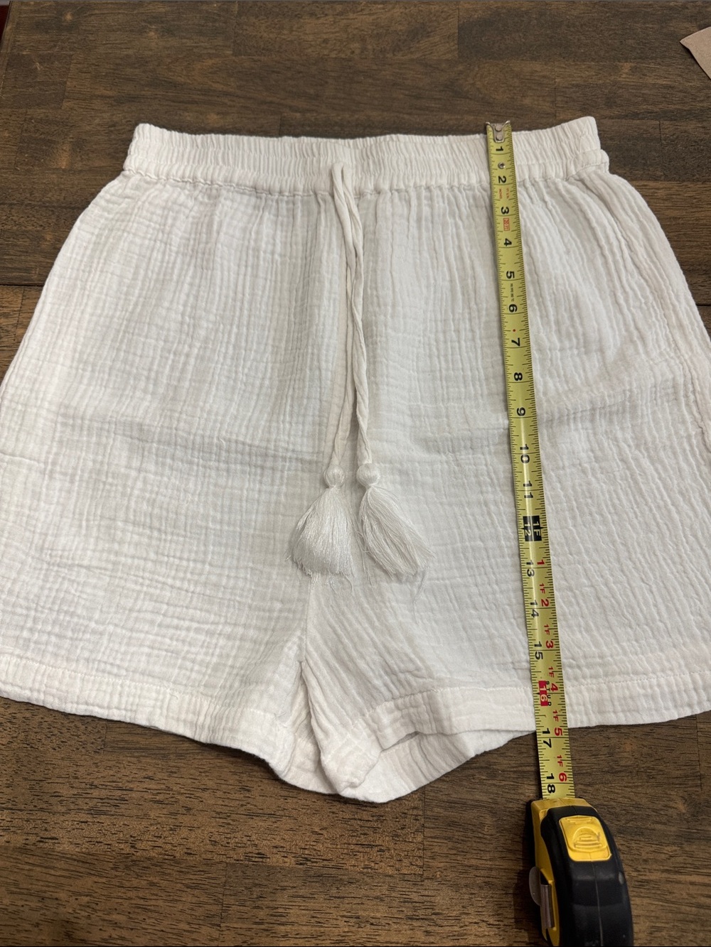 100% Cotton White Crop Button Down Set with Matching Elastic Waistband Shorts - Picture 12 of 15